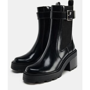 NWT Zara Women’s Buckle Chelsea Ankle Boots Black Color US Size 10 EU 41
